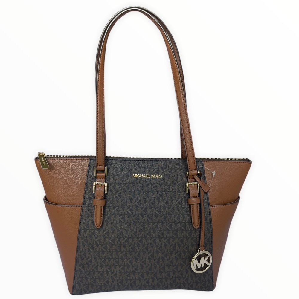 Michael Kors Charlotte Leather Tote bag Brown MK print